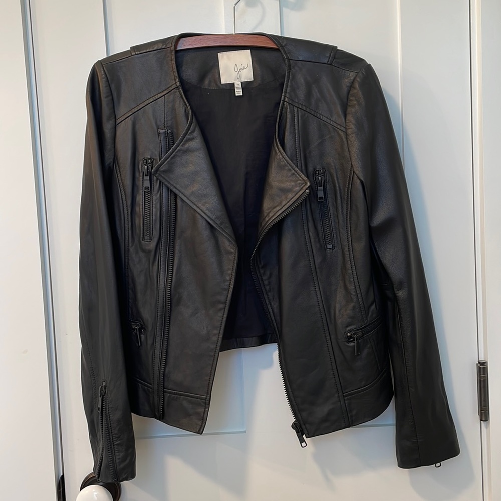 Joie Leather Black Biker Jacket size medium, NWOT